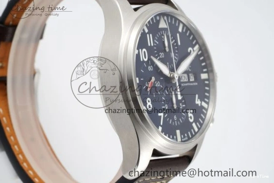 MIROTIME 0524 Pilot Chrono SS AZF 1:1 Best Edition Blue Dial on Brown Leather Strap A TimelessDesign 7060